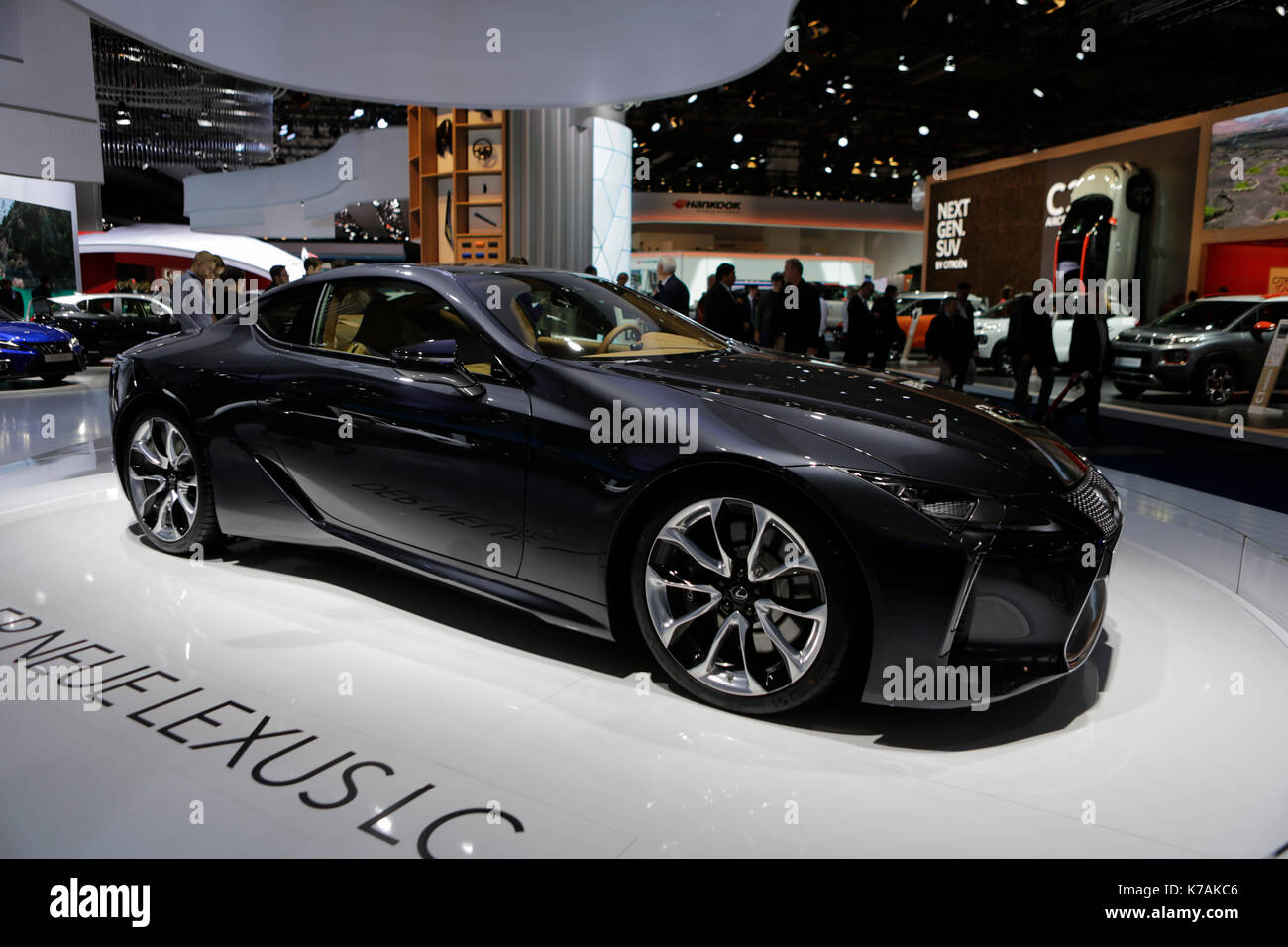 Frankfurt, Germany. 14th September 2017. The Japanese car manufacturer Lexus presents the Lexus LC 500 at the 67. IAA. The 67. Internationale Automobil-Ausstellung (IAA) opened in Frankfurt for trade visitors. It is with over 1000 exhibitors one of the largest Motor Shows in the world. The show will open for the general public on the 16th September. Stock Photo