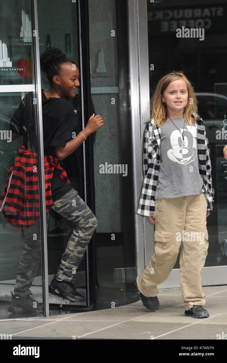 Zahara Jolie Pitt, Vivienne Marcheline Jolie Pitt out and about for Celebrity Candids - THU, , New York, NY September 14, 2017. Photo By: Kristin Callahan/Everett Collection Stock Photo
