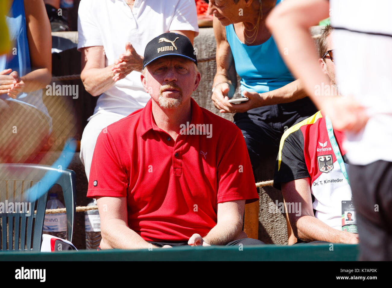 Oeiras, Portugal. 15th Sep, 2017. Germany's Head of men's tennis, Boris Becker, during the Davis Cup Play-Off match between Portugal and Germany at the Centro Desportivo Nacional Jamor in Oeiras/Lisbon. Credit: Frank Molter/Alamy Live News Stock Photo