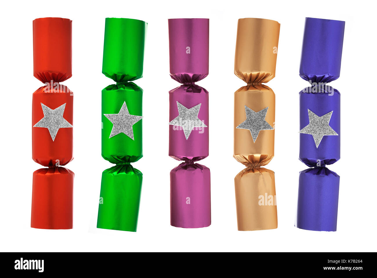 A group of Christmas Crackers Stock Photo