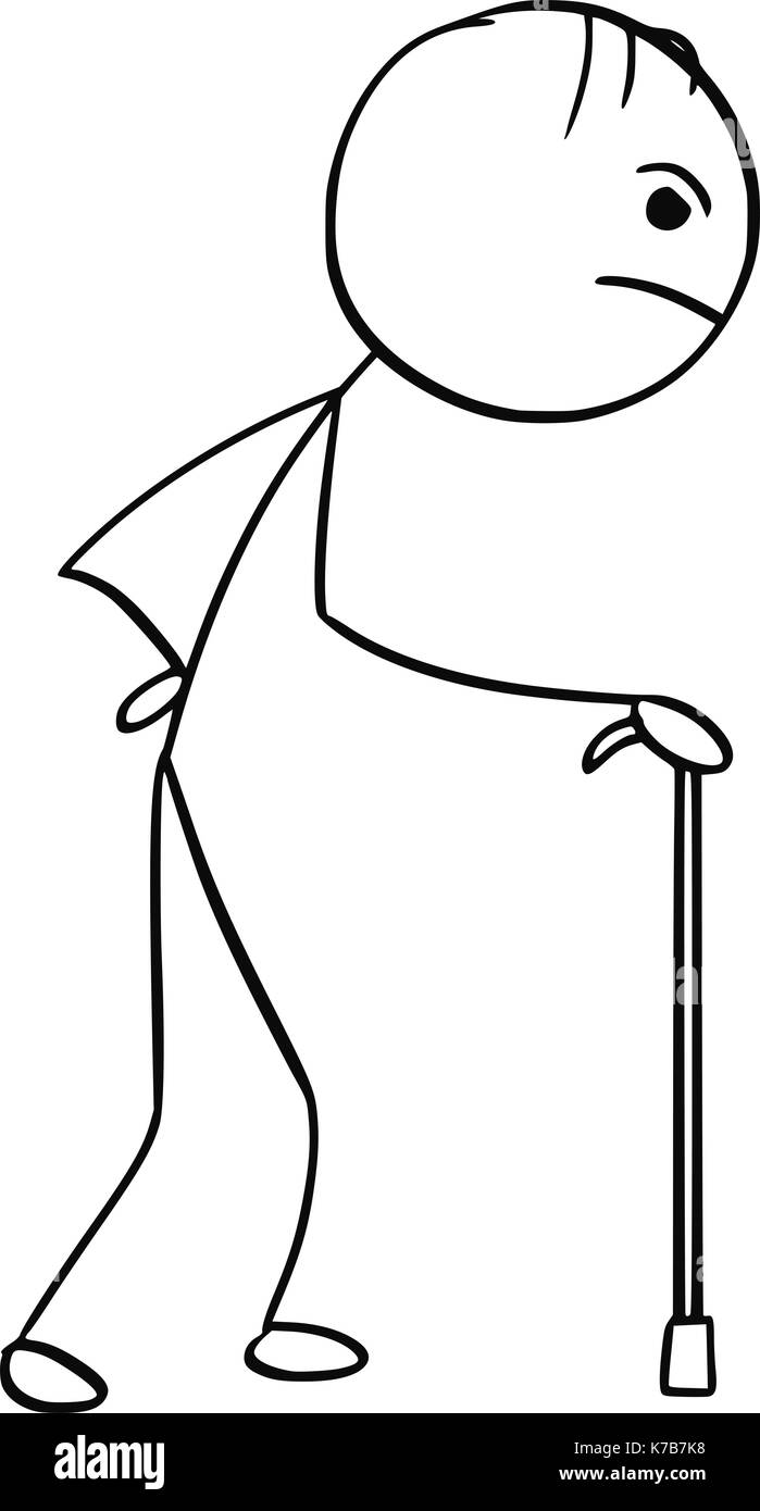 old man walking cartoon