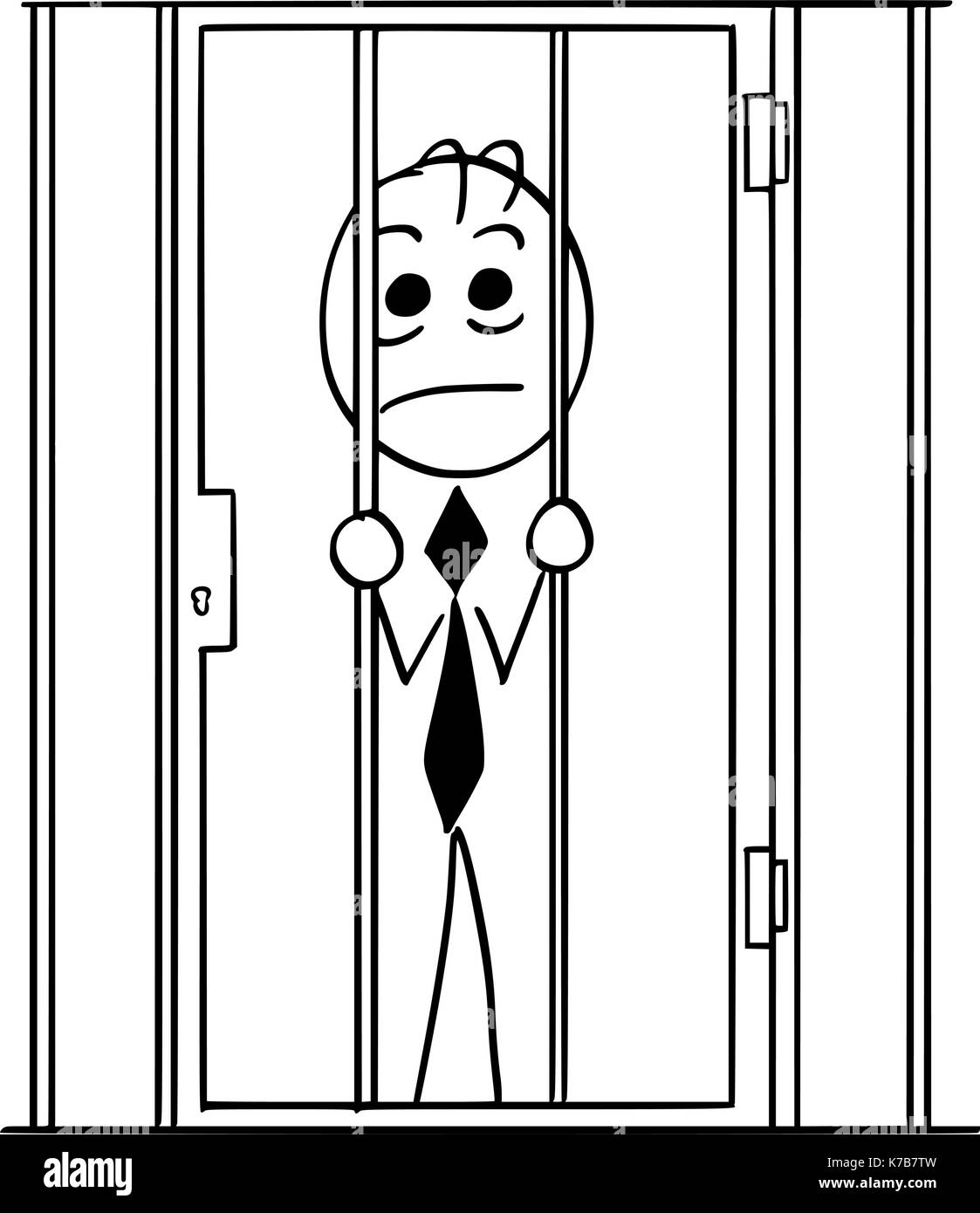 Cartoon Man Behind Bars