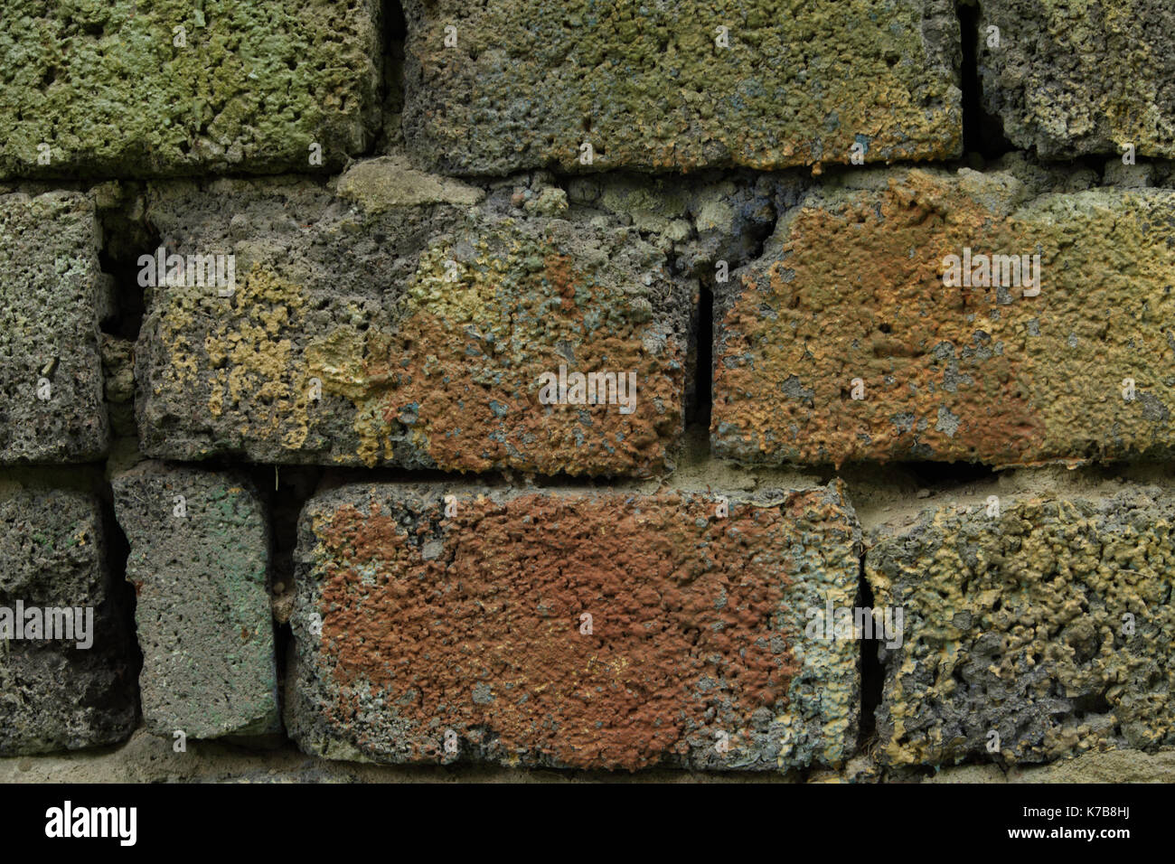 masonry old brickwork, rough brick close-up Stock Photo