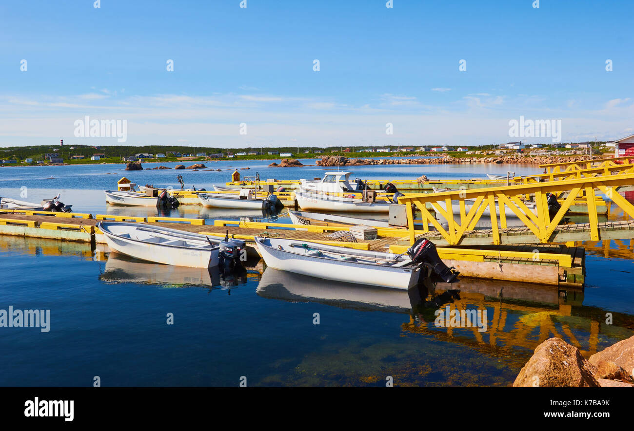 Multiple piers, jetties, Musgrave Harbour, Newfoundland, Canada Stock