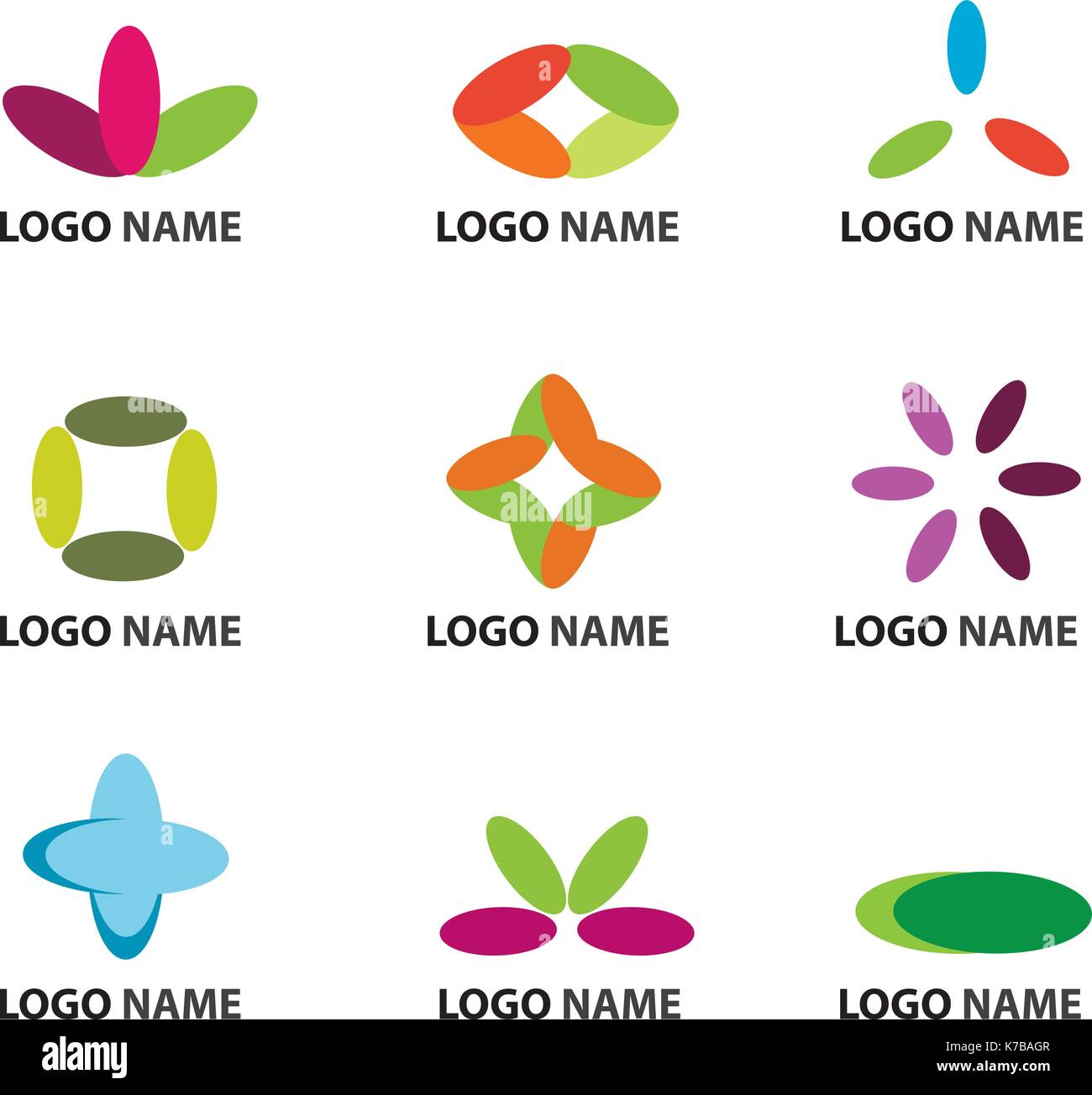 Set of nine creative logos Stock Vector