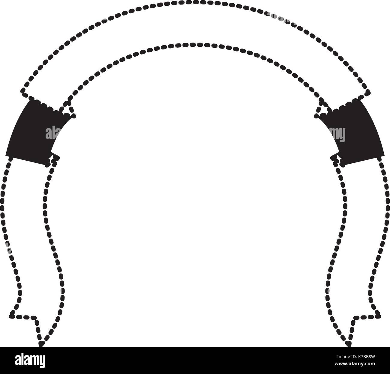 ribbon decorative black silhouette dotted in shape of arch Stock Vector
