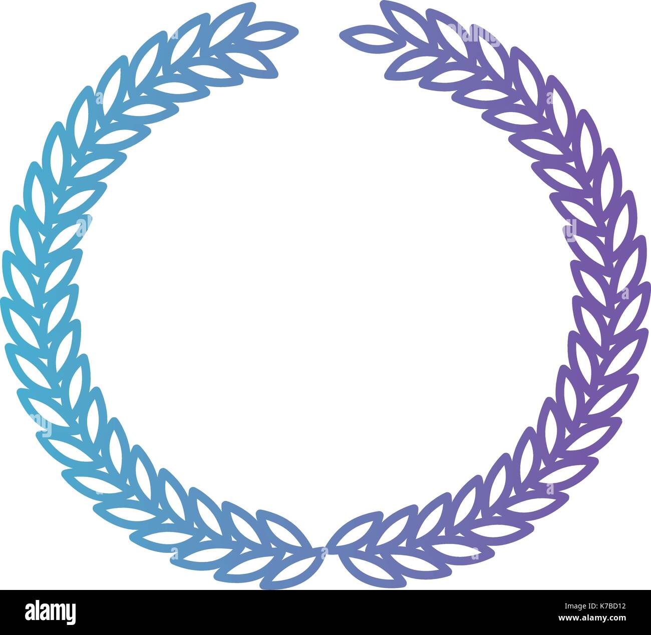 arch of leaves in circular shape in color gradient silhouette from