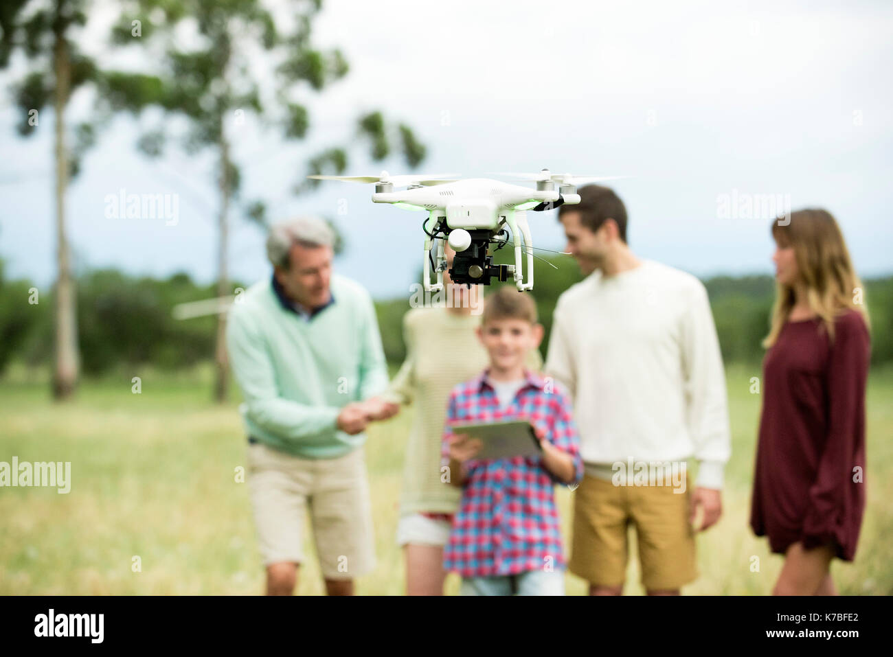 Family playing with drone Stock Photo - Alamy