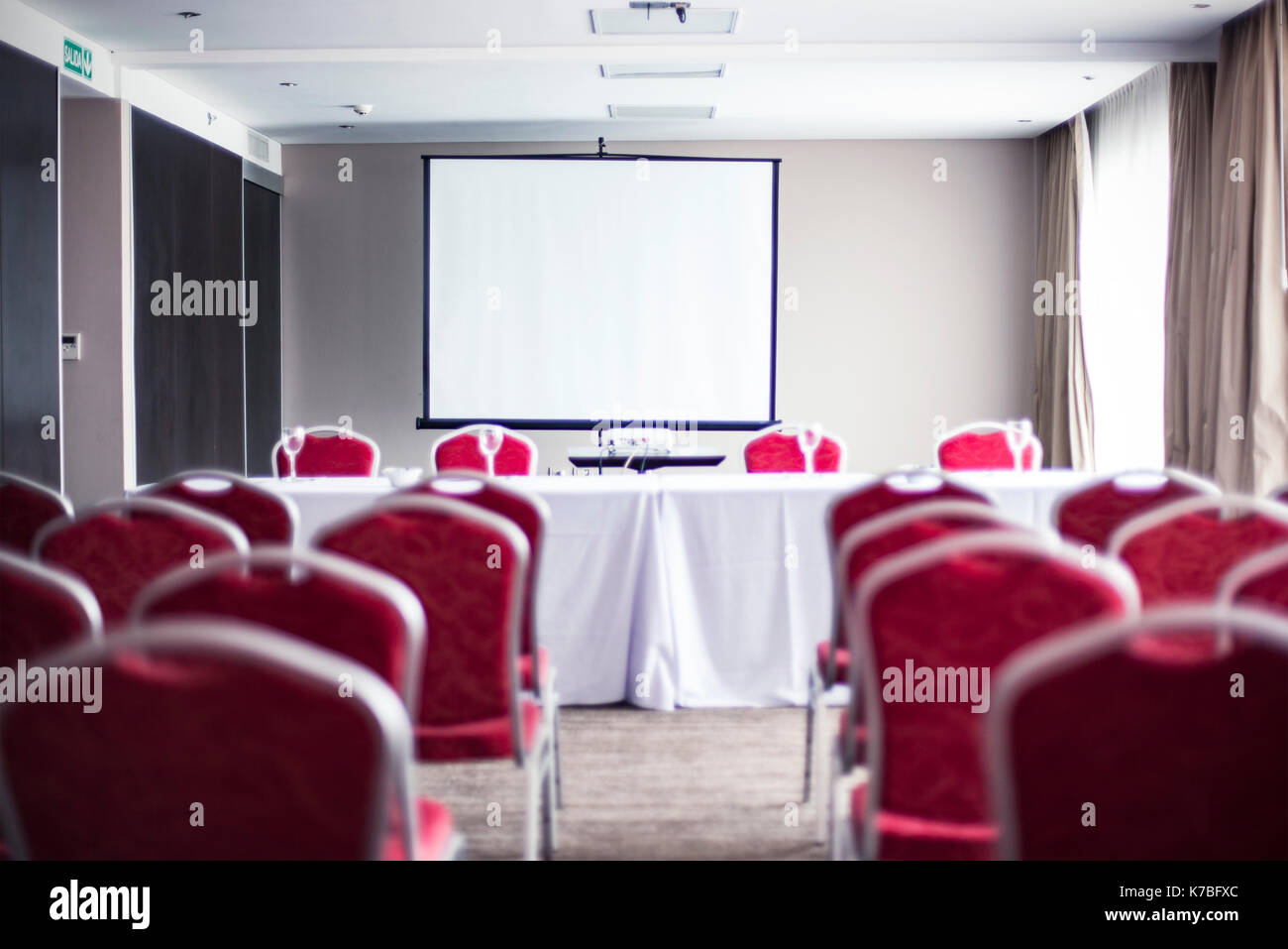 Empty conference room with projection screen Stock Photo