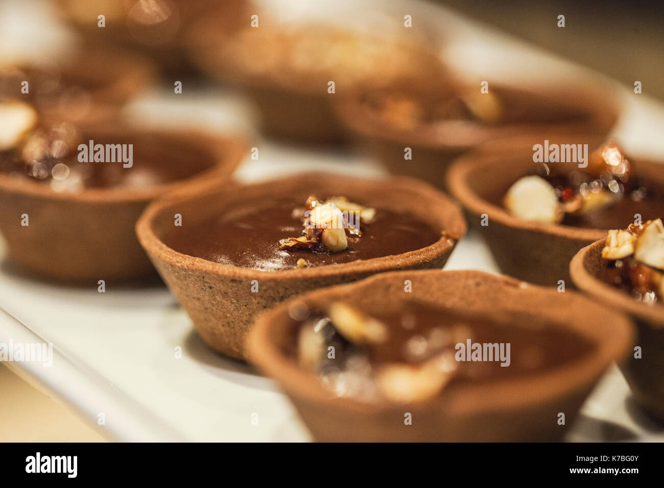 Chocolate tartlets Stock Photo