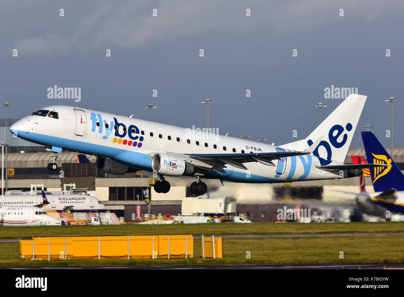 Flybe Embraer ERJ 175 Departure out of Manchester Airport England,UK Stock Photo