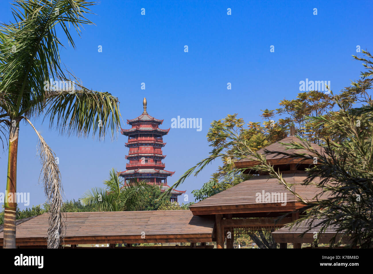 Xiamen, China - Feb 4, 2014: Xinglin Pavilion in Garden Expo Stock Photo