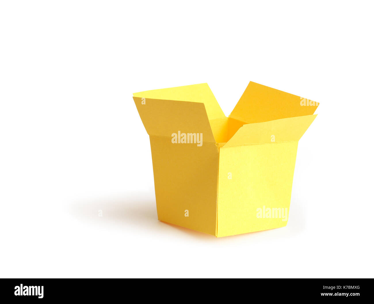 Download Empty Open Yellow Paper Box Isolated On White Background With Stock Photo Alamy PSD Mockup Templates