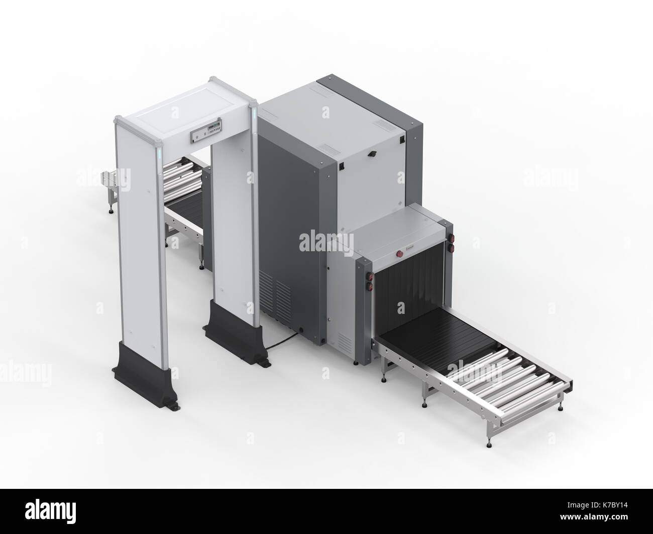 3d rendering airport security checkpoint with security gates and scanner machine Stock Photo Alamy
