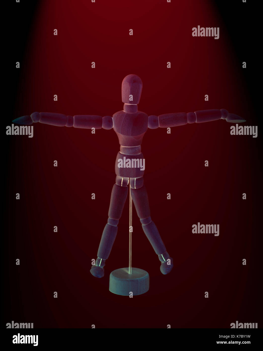 Wooden artist mannequin posing vitruvian man Stock Photo Alamy