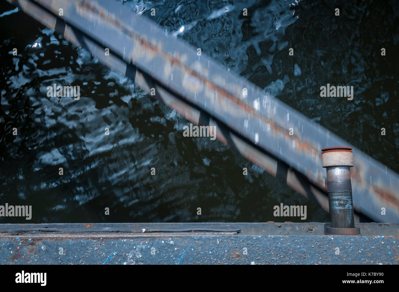 Image showing one of the Buffers of the Gondola on the Middlesbrough Transporter Bridge as it approaches the docking area Stock Photo