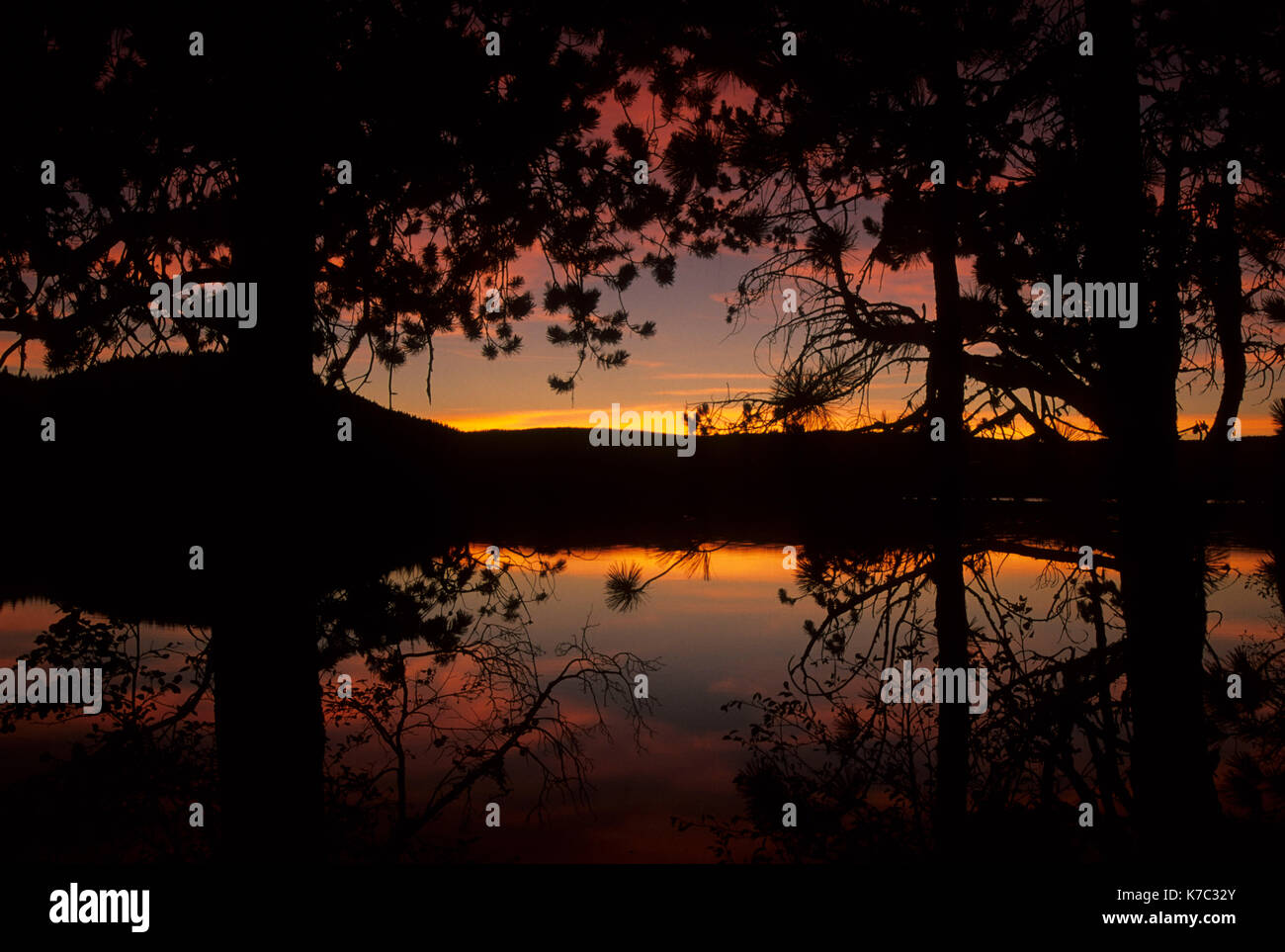 Little Cultus Lake sunset, Cascade Lakes National Scenic Byway, Deschutes National Forest