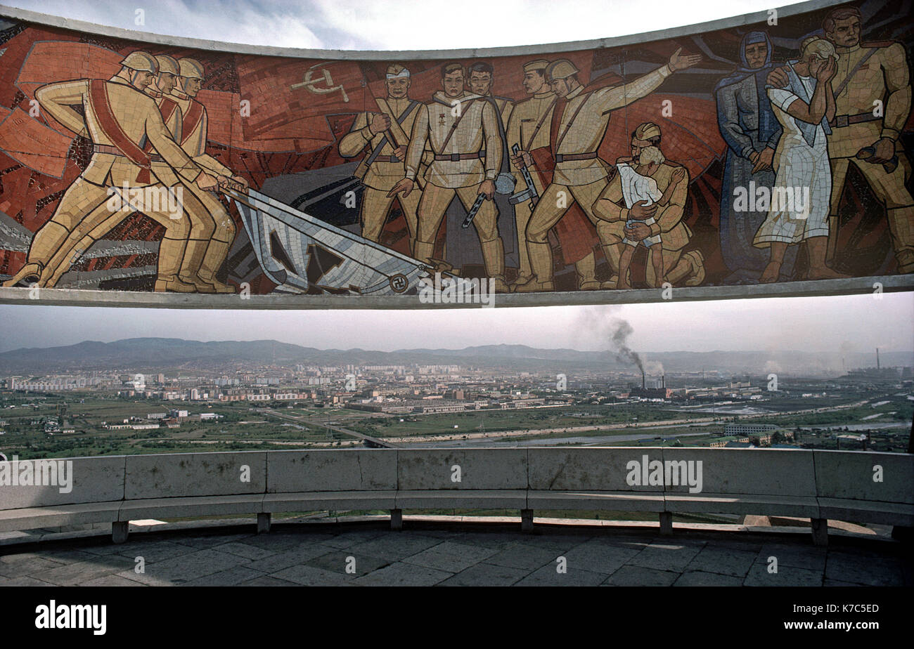 Zaisan Memorial to Soviet soldiers killed in World War Two for supporting the indepence of Mongolia's inependence in 1921., Ulan Bator, Asia Stock Photo