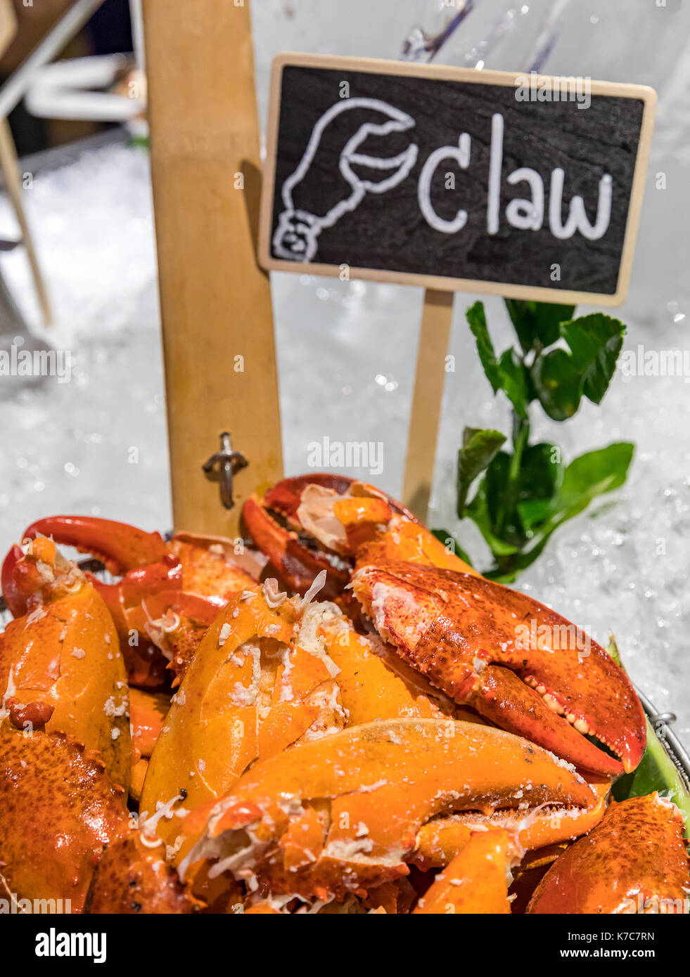 Crab Claw seafood on ice Stock Photo Alamy