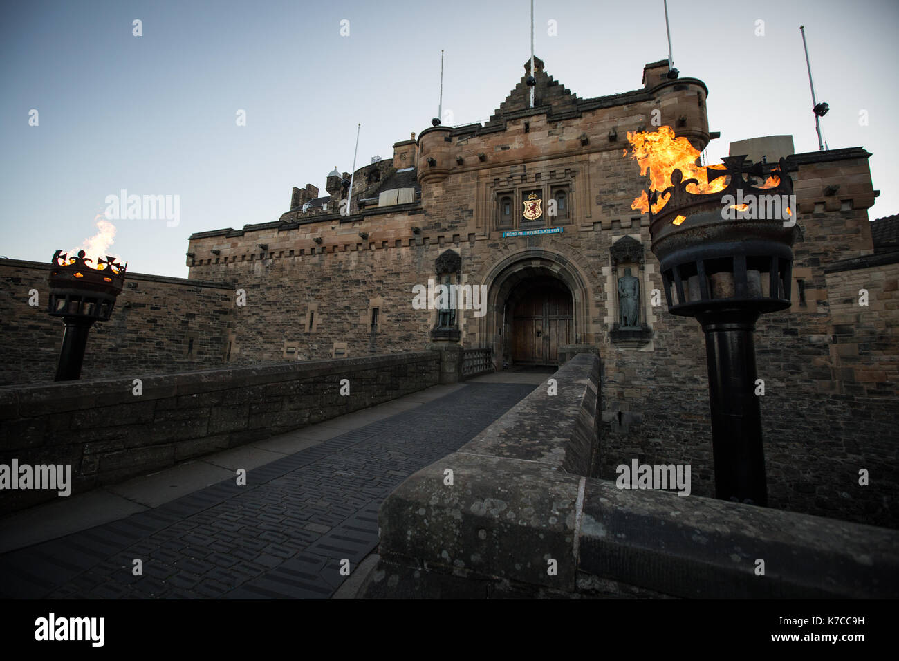 Edinburgh Royal Tattoo in front of Edinburgh Castle, in Edinburgh, in Scotland, on 15 September 2017. Stock Photo