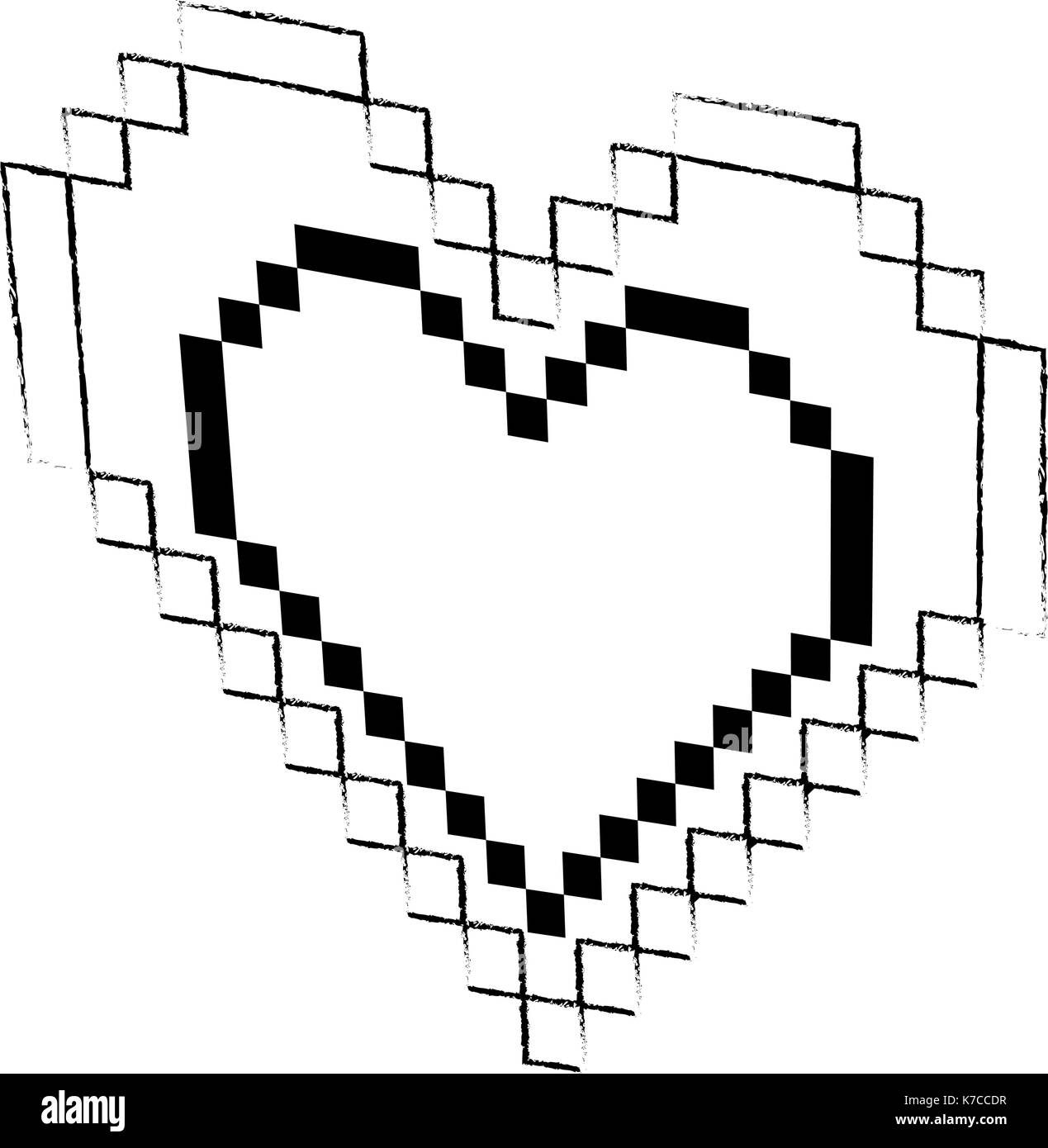 Heart pixel art Black and White Stock Photos & Images - Alamy