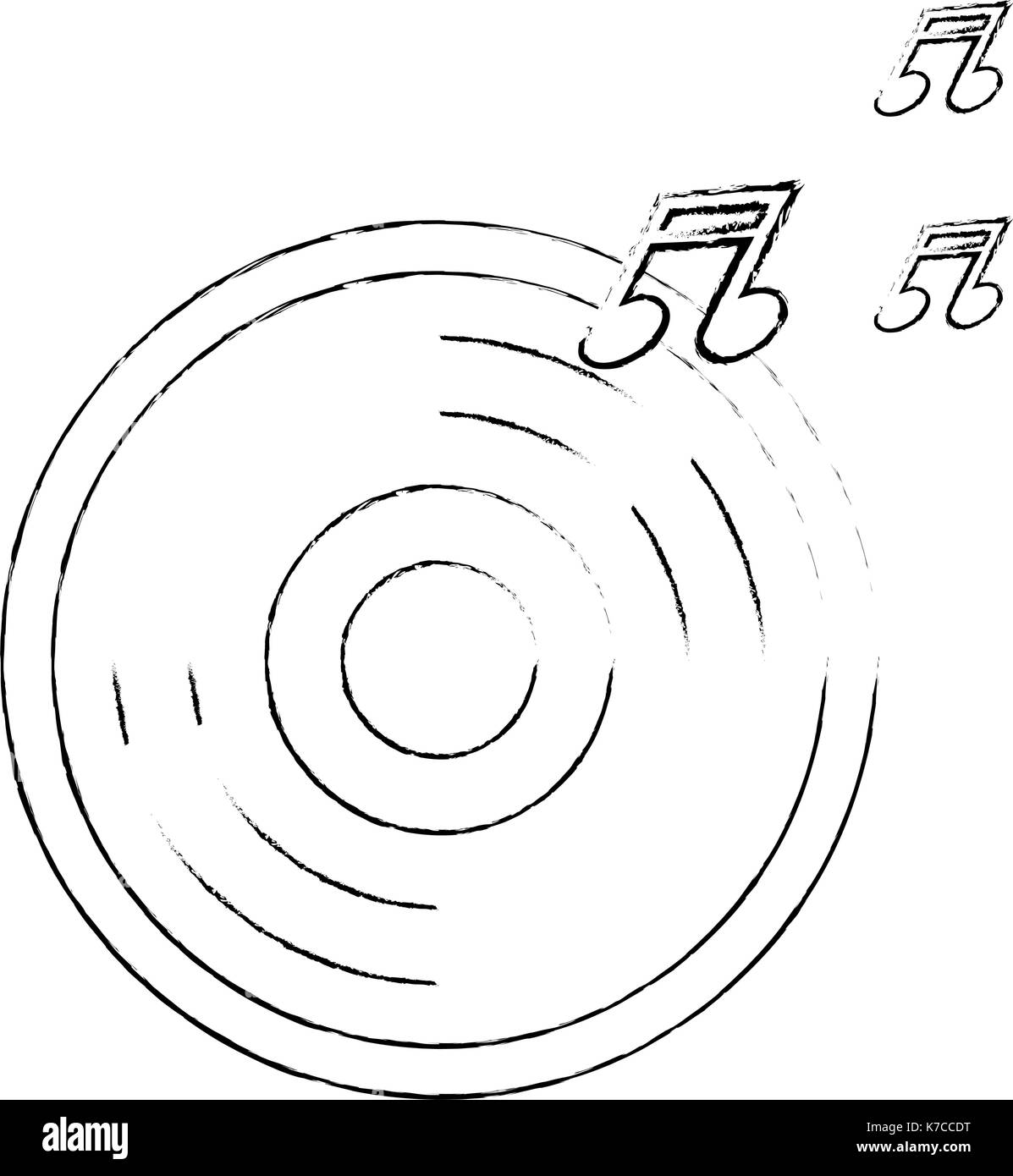 compact disk with music notes vector illustration design Stock Vector ...