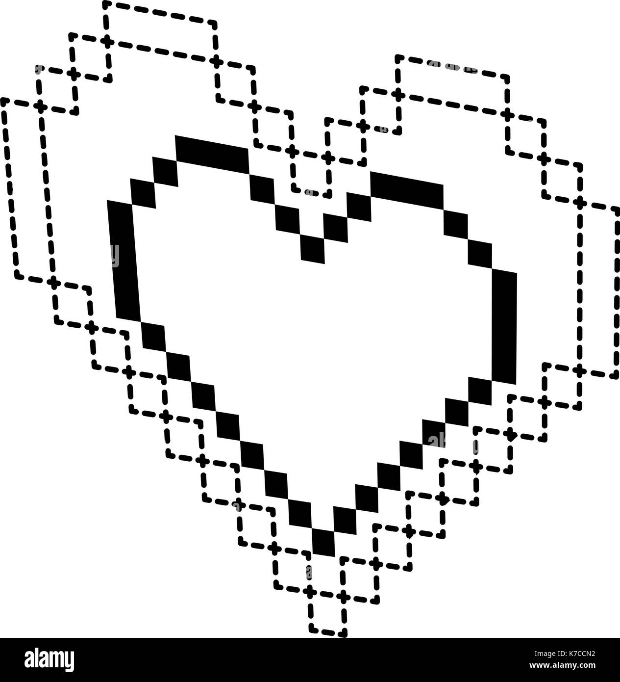 Heart symbol pixel art Black and White Stock Photos & Images - Alamy