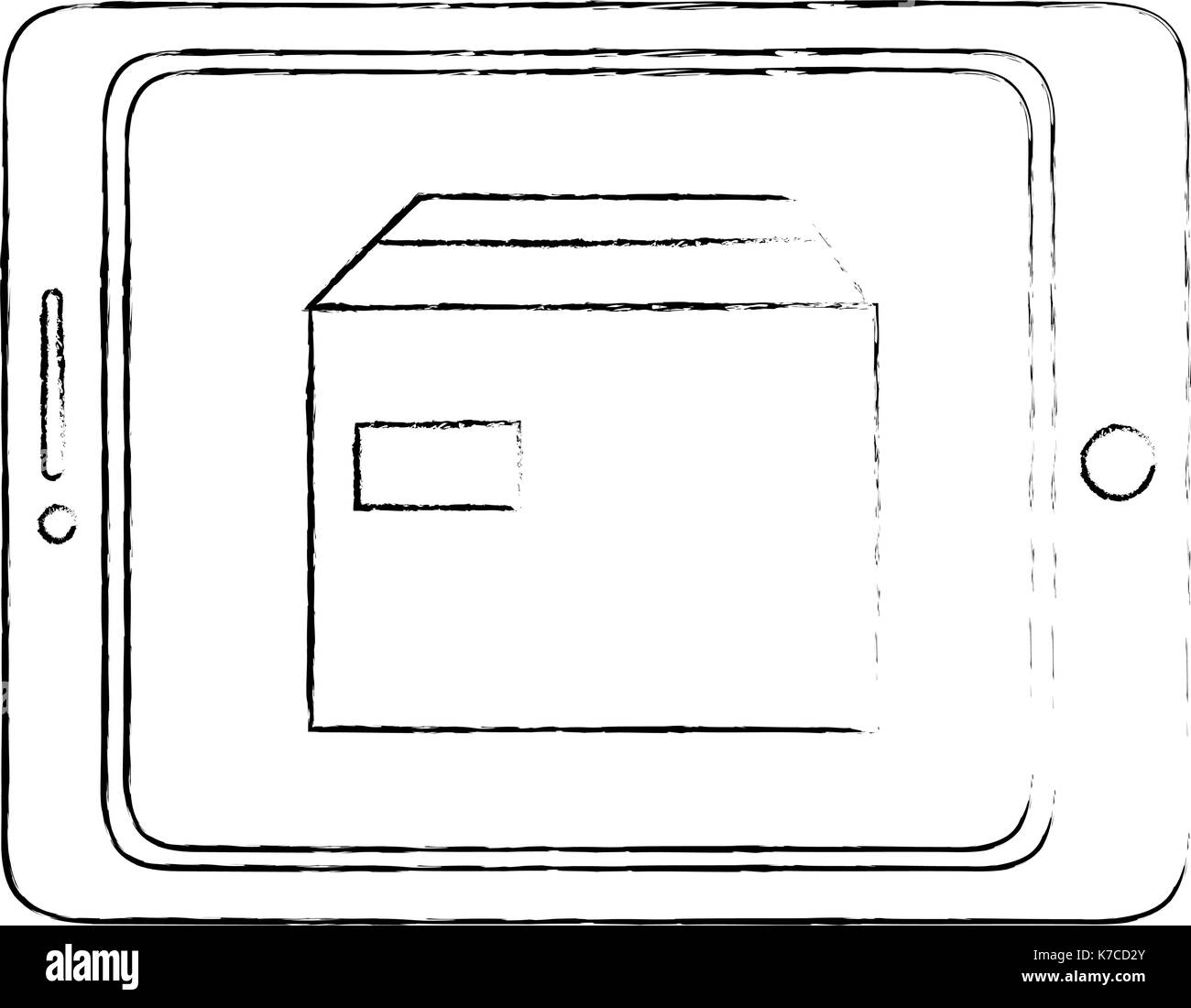 tablet device with delivery app vector illustration design Stock Vector