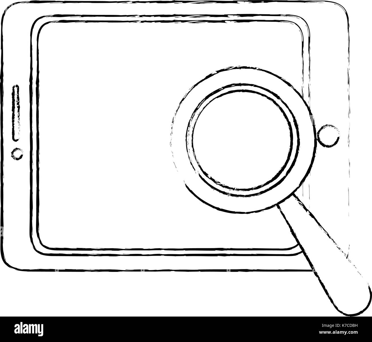 Tablet magnifying glass icon Black and White Stock Photos & Images - Alamy