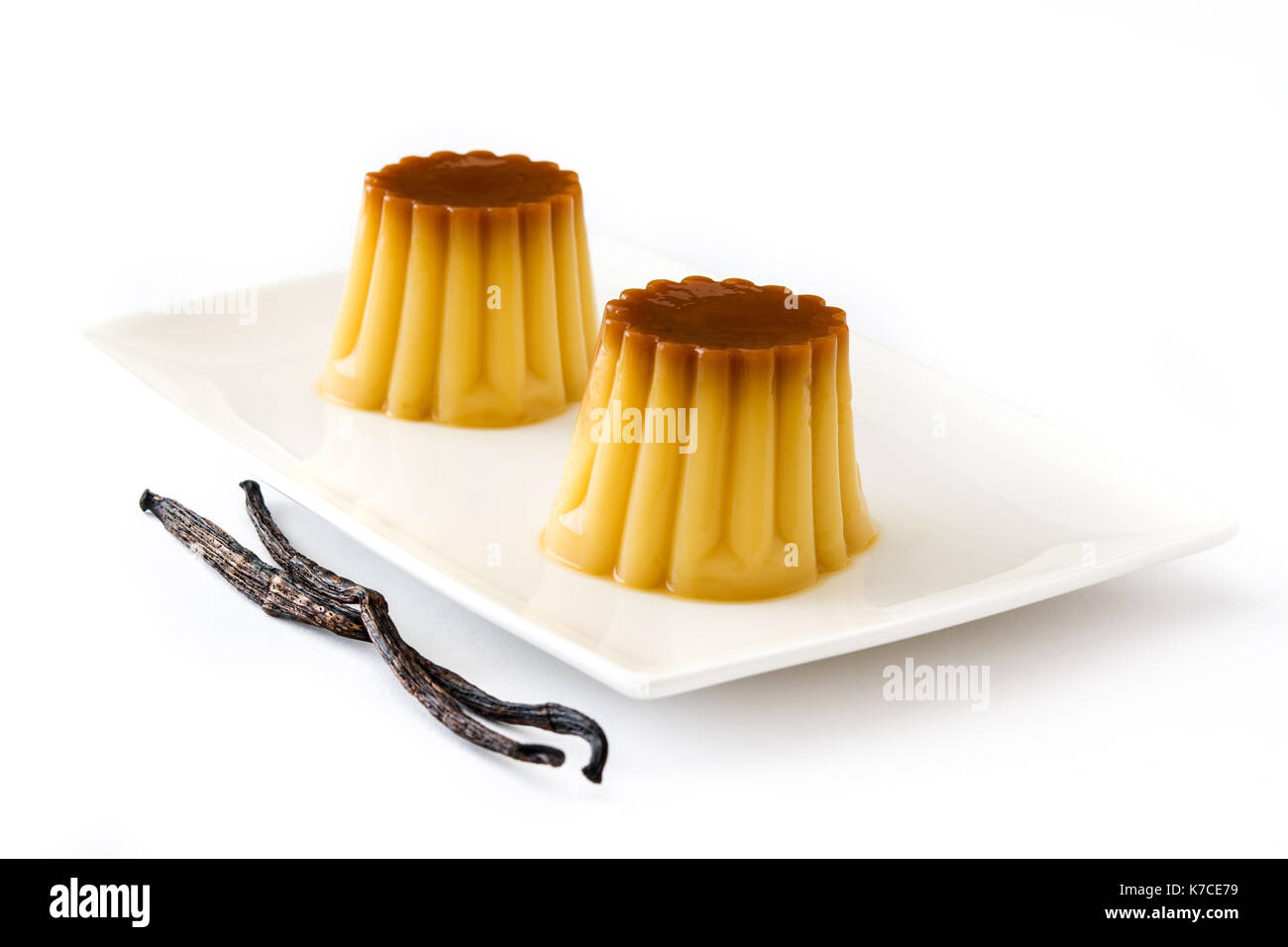 Creme caramel. Egg pudding isolated on white background Stock Photo - Alamy