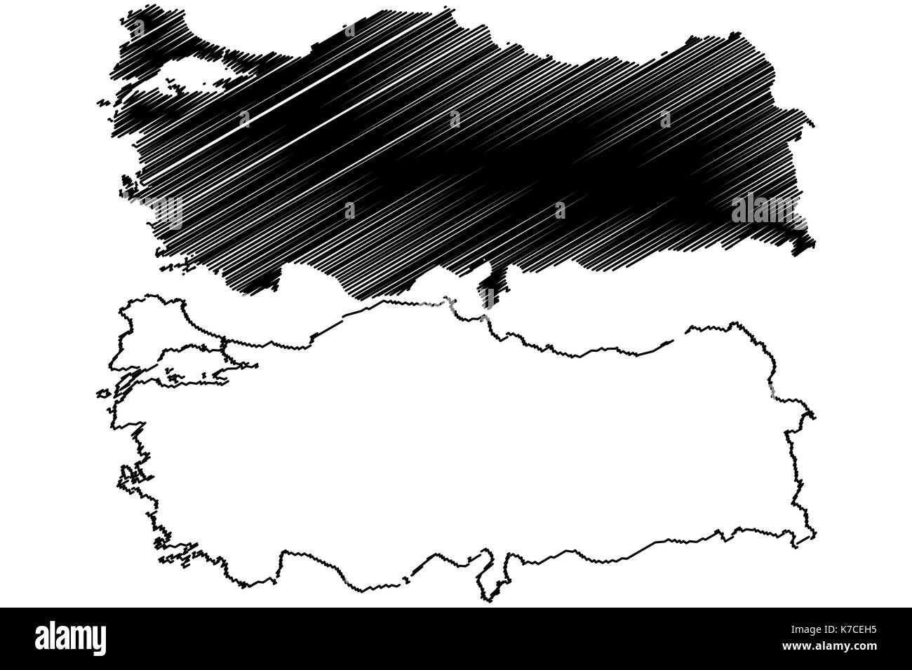 Turkey map vector illustration, scribble sketch Turkey Stock Vector