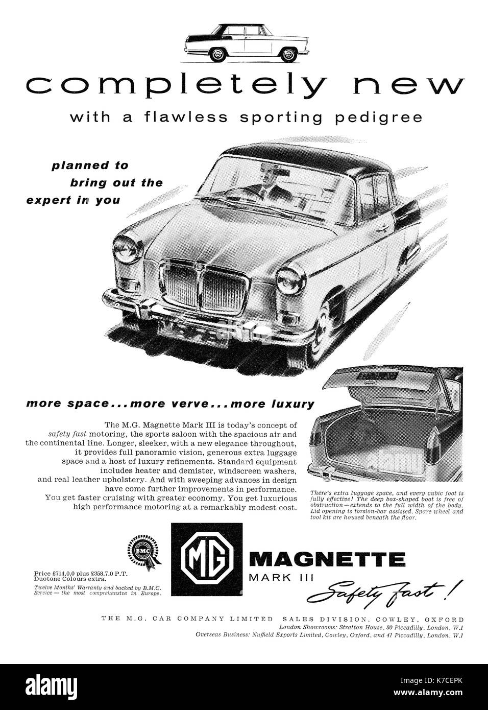 1950s vintage mg car advertisement hi-res stock photography and