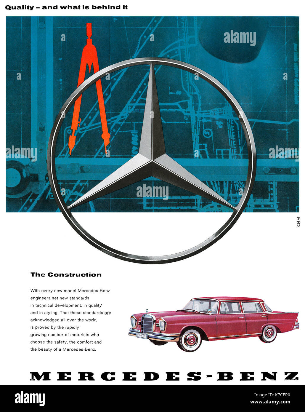 1960 British advertisement for Mercedes-Benz motor cars. Stock Photo