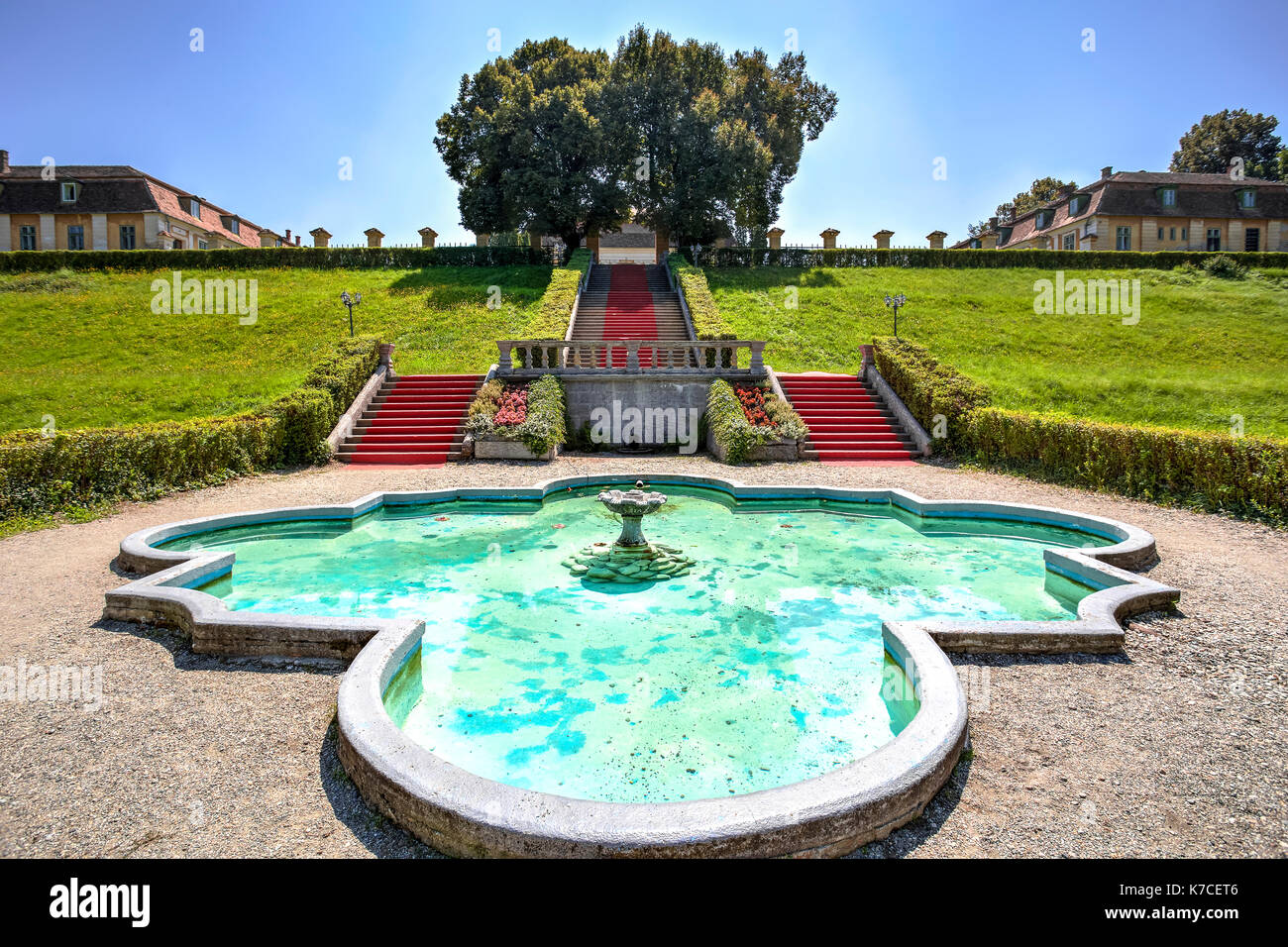 The Brukenthal summer palace gardens in Avrig, Romania Stock Photo