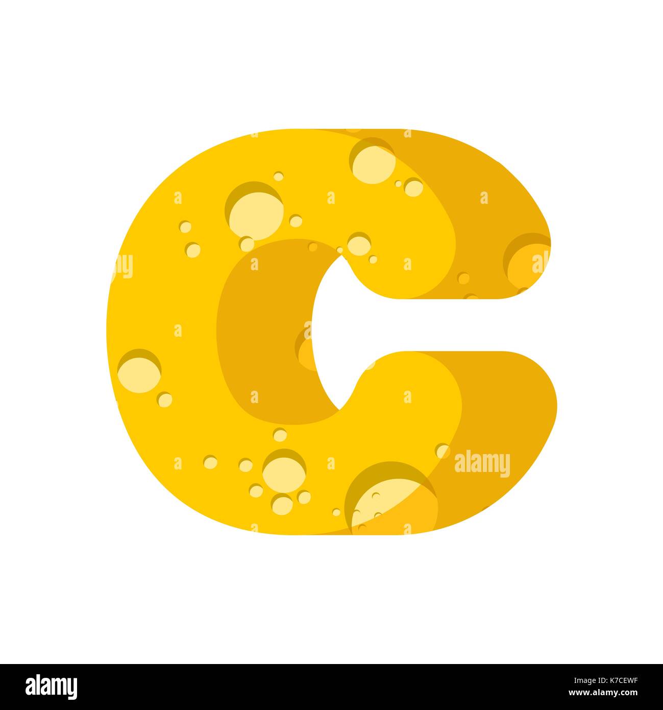 Cheesy C Letter C cheese font. Symbol of cheesy alphabet. Dairy Food type sign ...