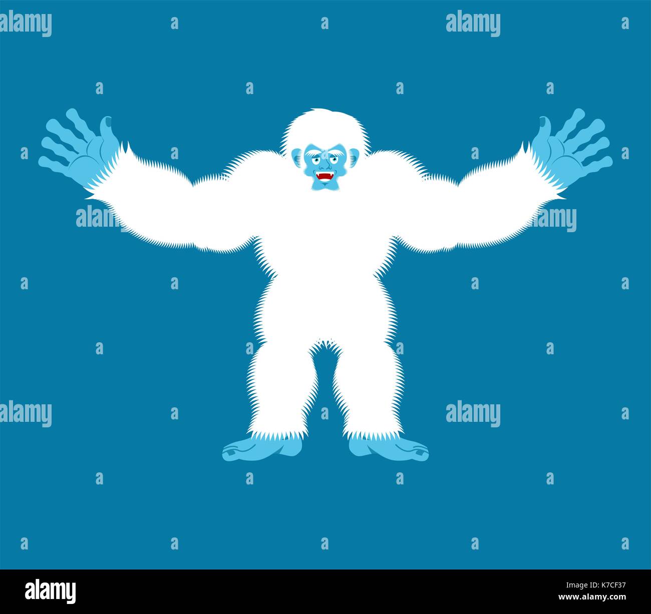 Yeti joyful. Bigfoot cheerful. Abominable snowman happy. Vector ...