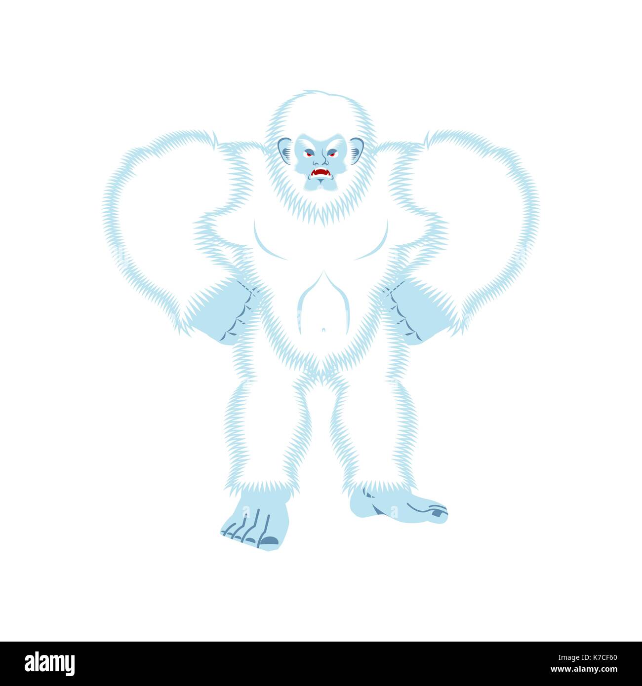 Yeti angry. Bigfoot evil. Abominable snowman aggressive. Vector illustration Stock Vector