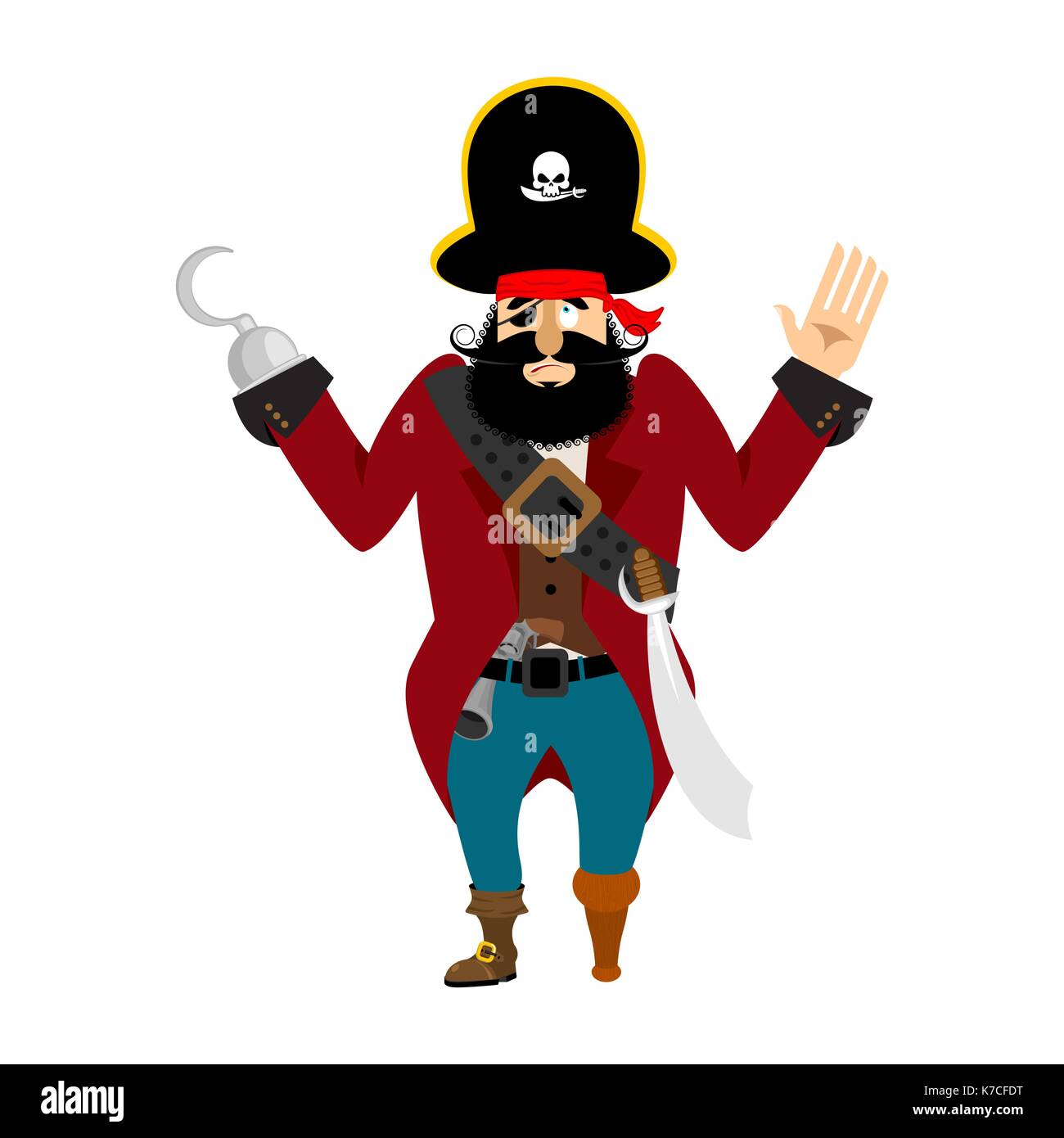 Pirate surrenders. filibuster apologize. buccaneer guilty. Vector ...
