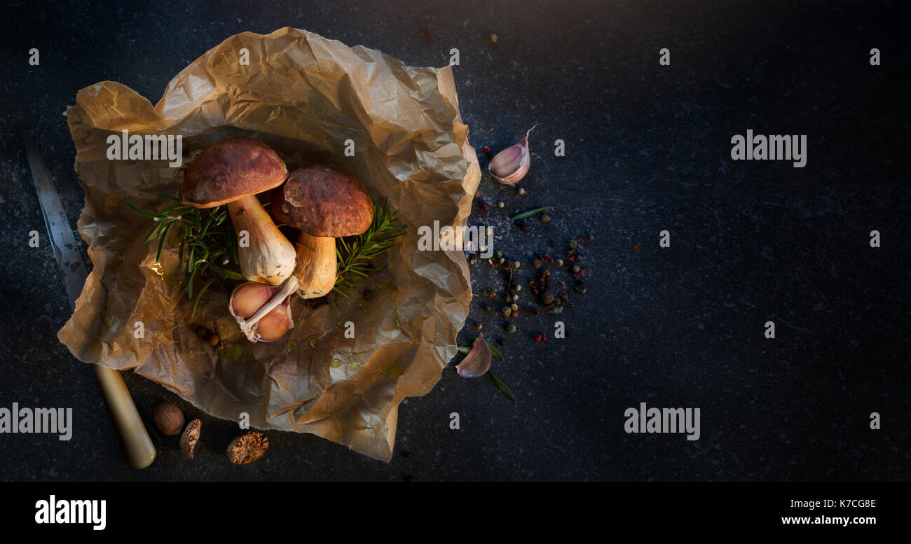 organic porcini Mushroom; seasoning forest Mushroom and Italian Spices