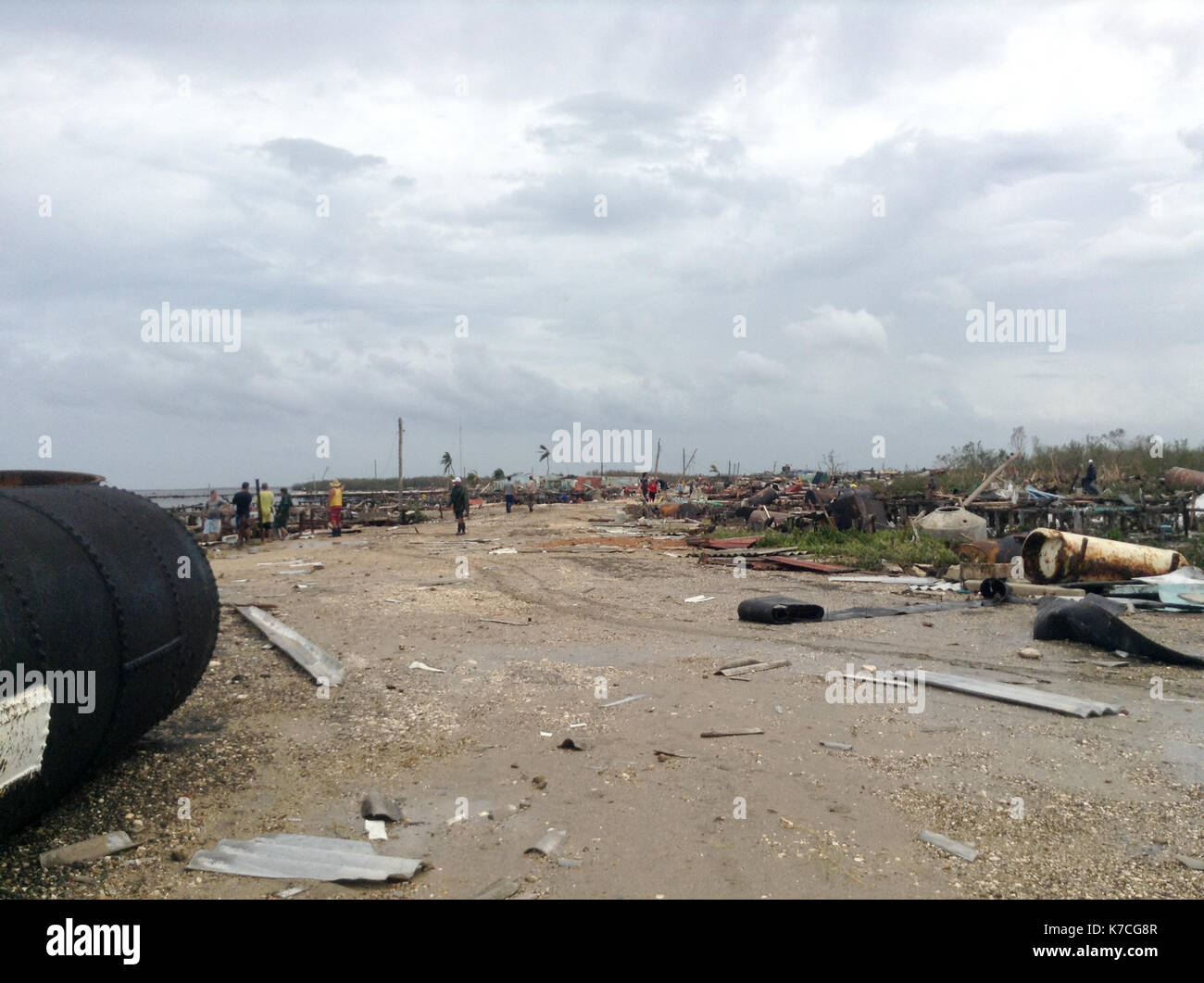 Hurricane Irma devastates the small village of El Uvero Beach on the North Coast of Villa Clara. The place is located very close to where Irma started Stock Photo