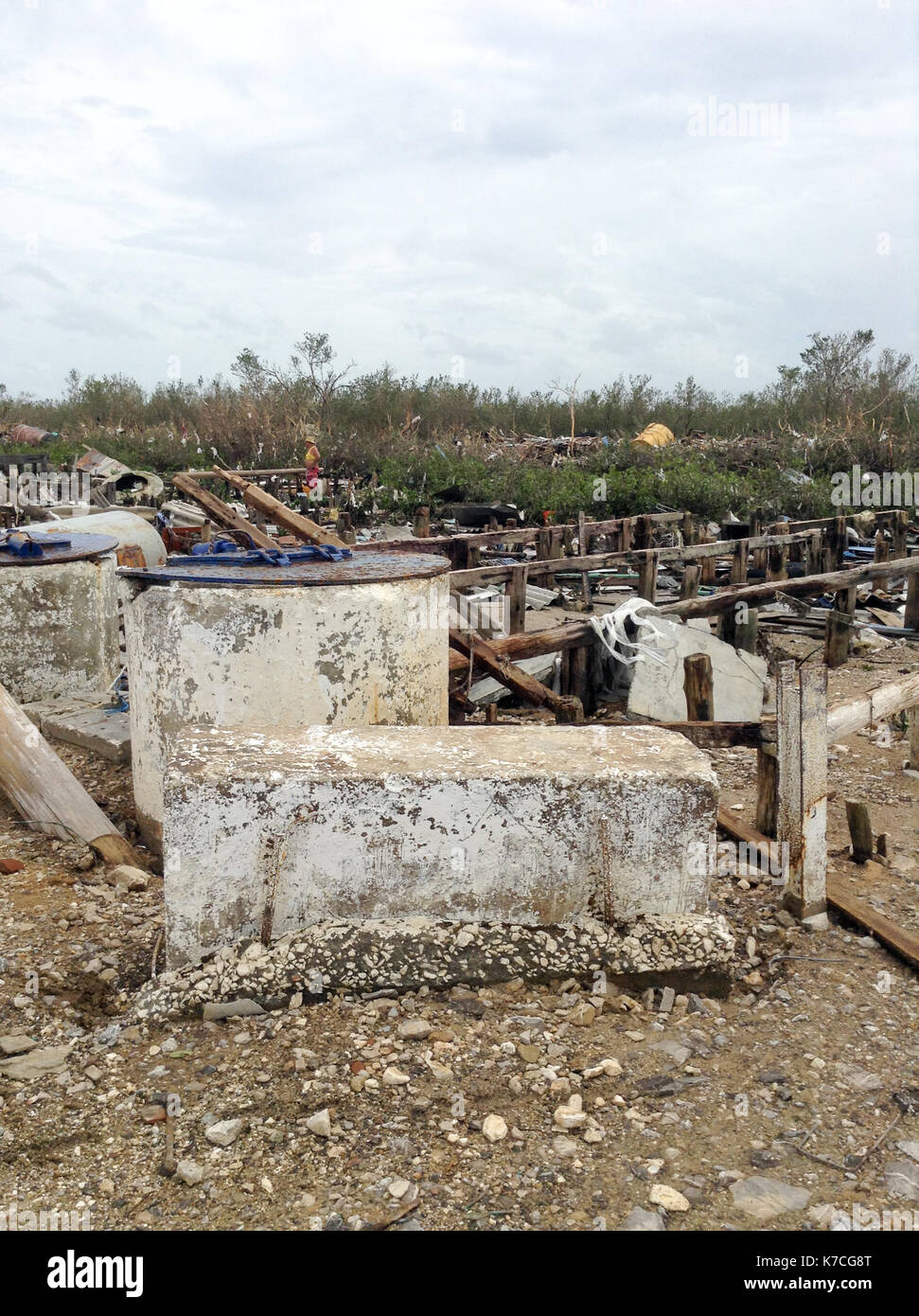 Hurricane Irma devastates the small village of El Uvero Beach on the North Coast of Villa Clara. The place is located very close to where Irma started Stock Photo