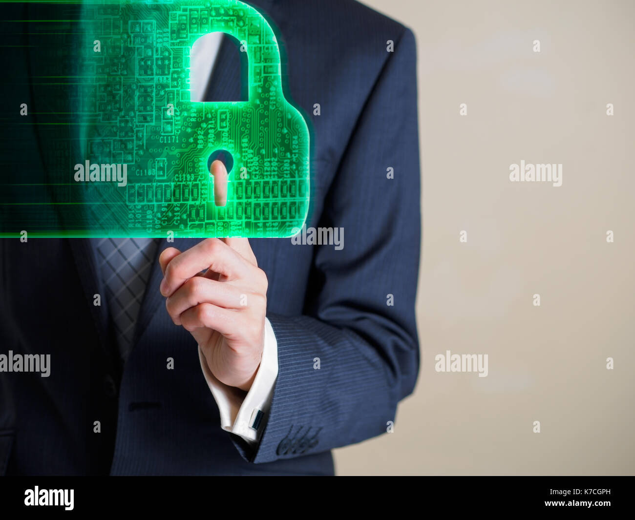 Business man point a locker sign Stock Photo - Alamy