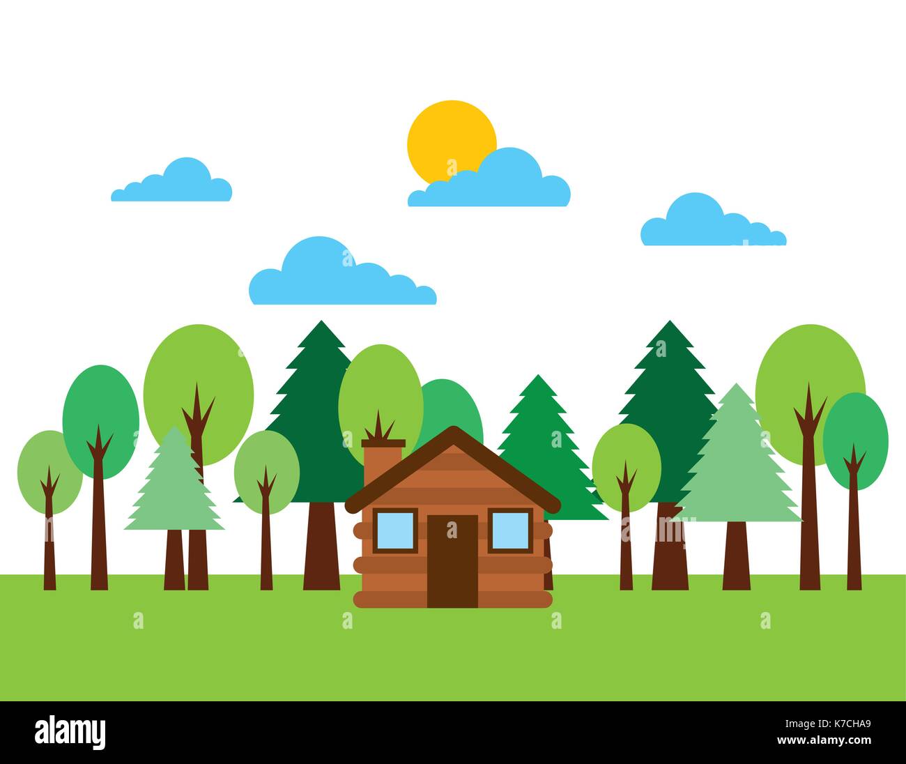 forest cottage house natural landscape Stock Vector Image & Art - Alamy