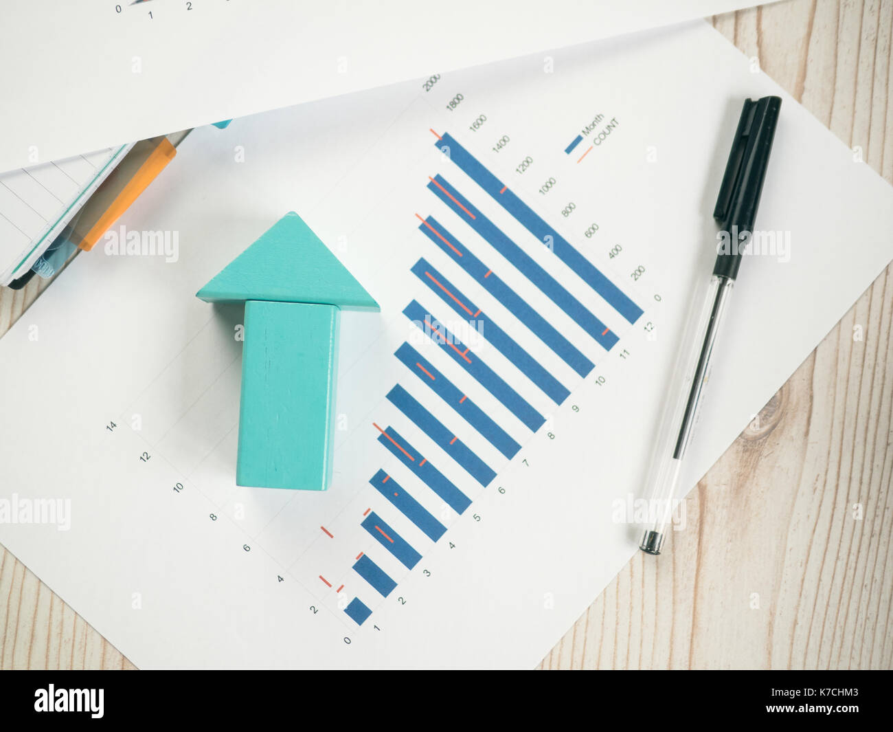 building blocks with bar chart graph Stock Photo - Alamy