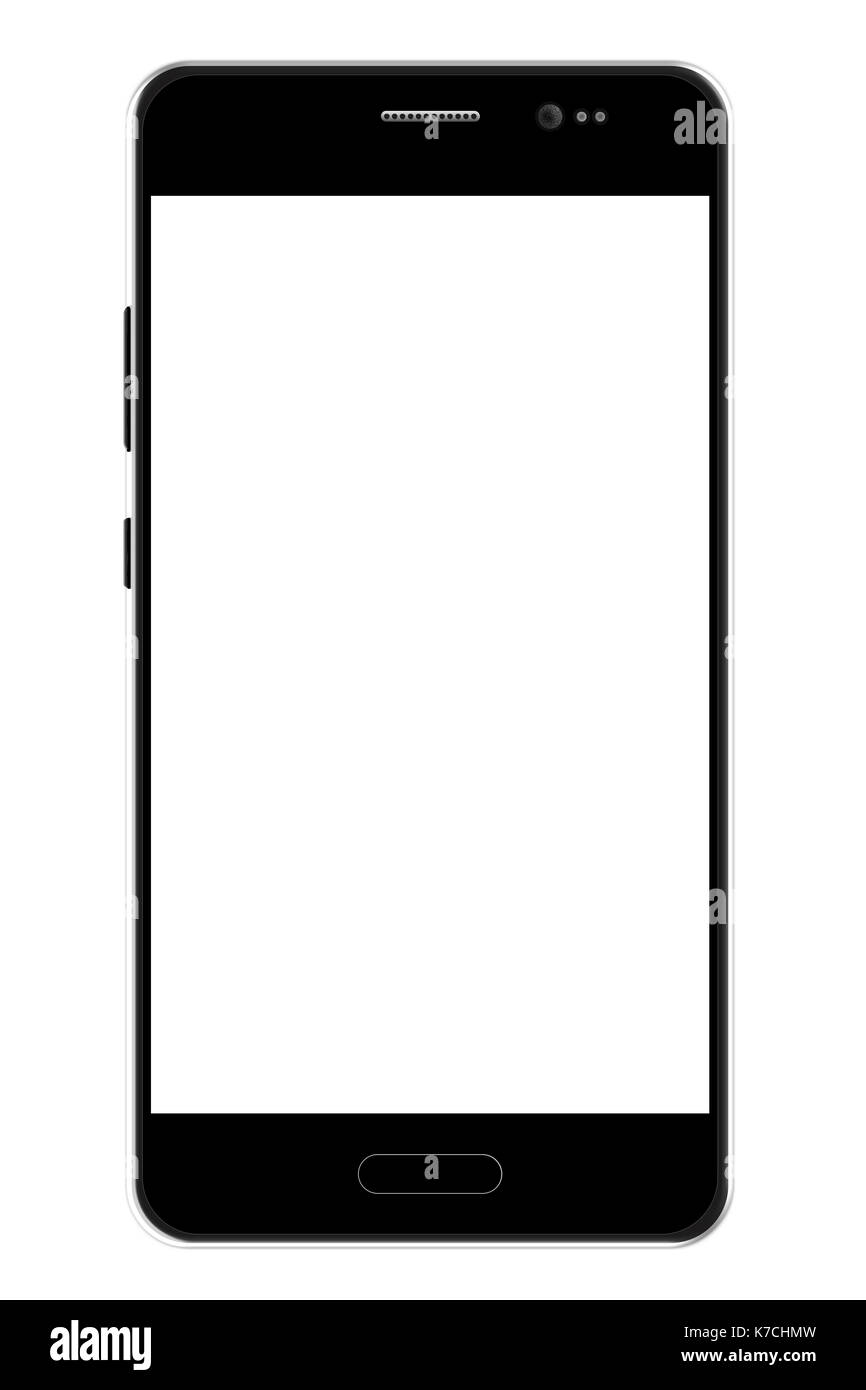 Black smartphone template on white background. Stock Photo