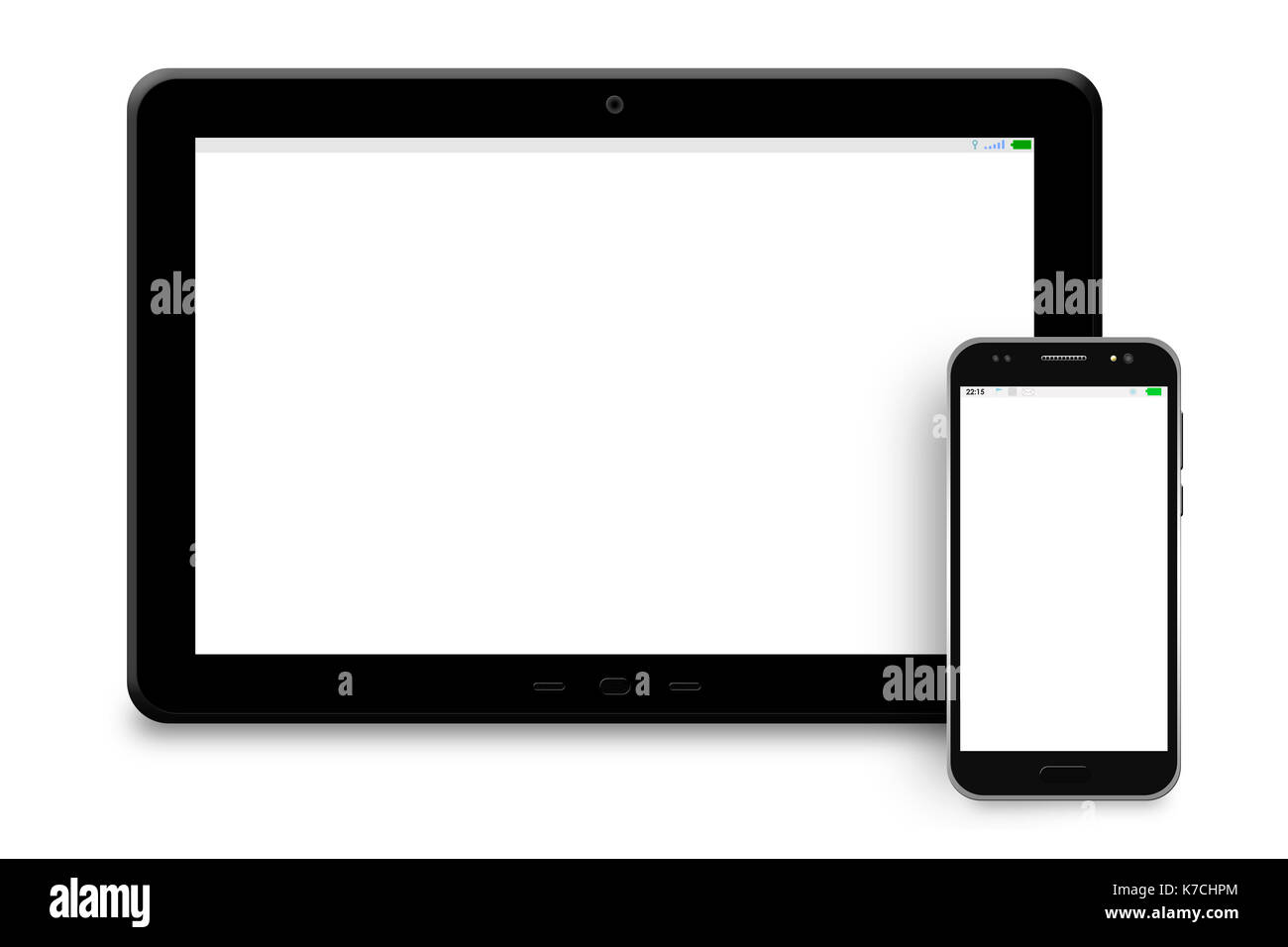 Tablet and phone templates on white background. 3D Illustration. Stock Photo