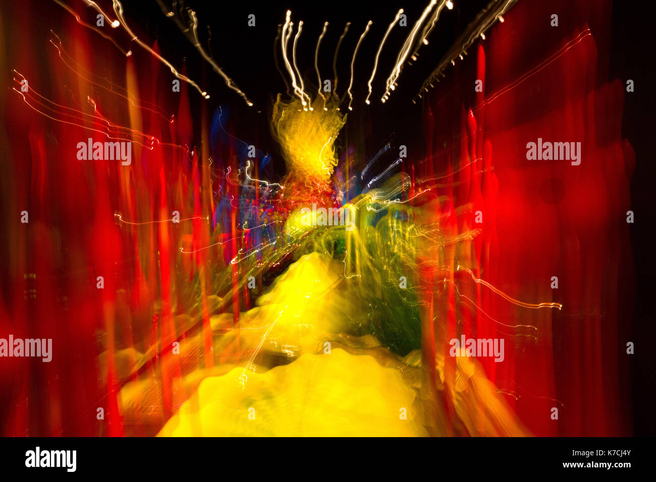 Abstract photo with multiple color lights in motion Stock Photo