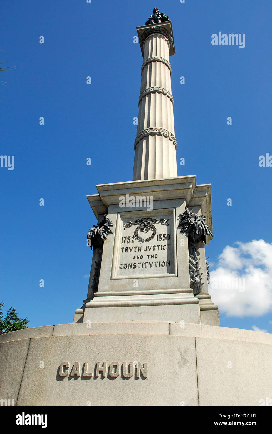 Statue on column of John C. Calhoun in Marion Square Park in Charleston