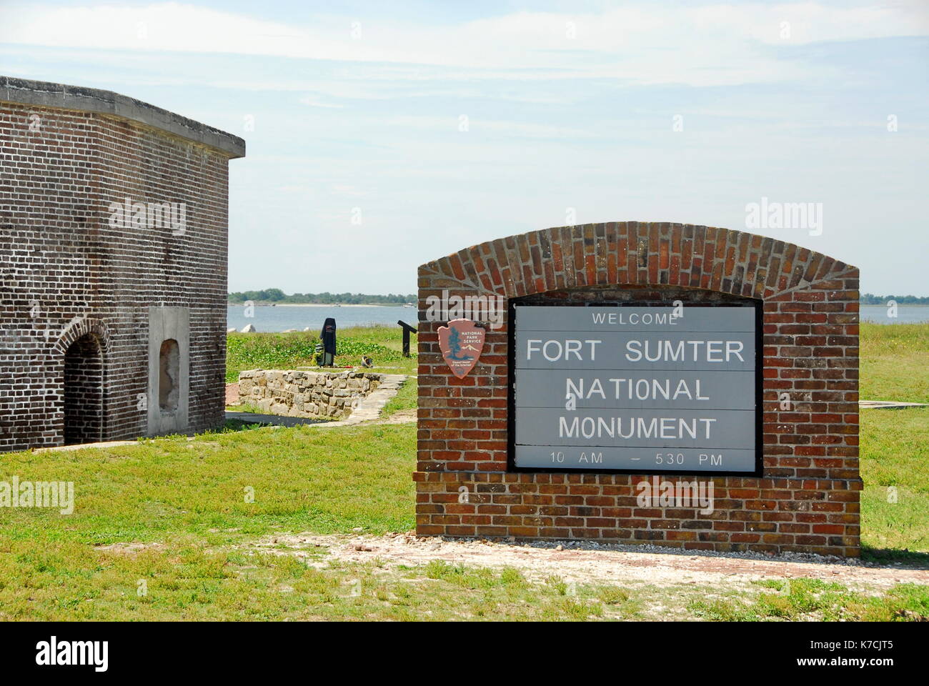 Fort Sumter is a sea fort in Charleston, South Carolina, notable for two battles of the American Civil War. Stock Photo