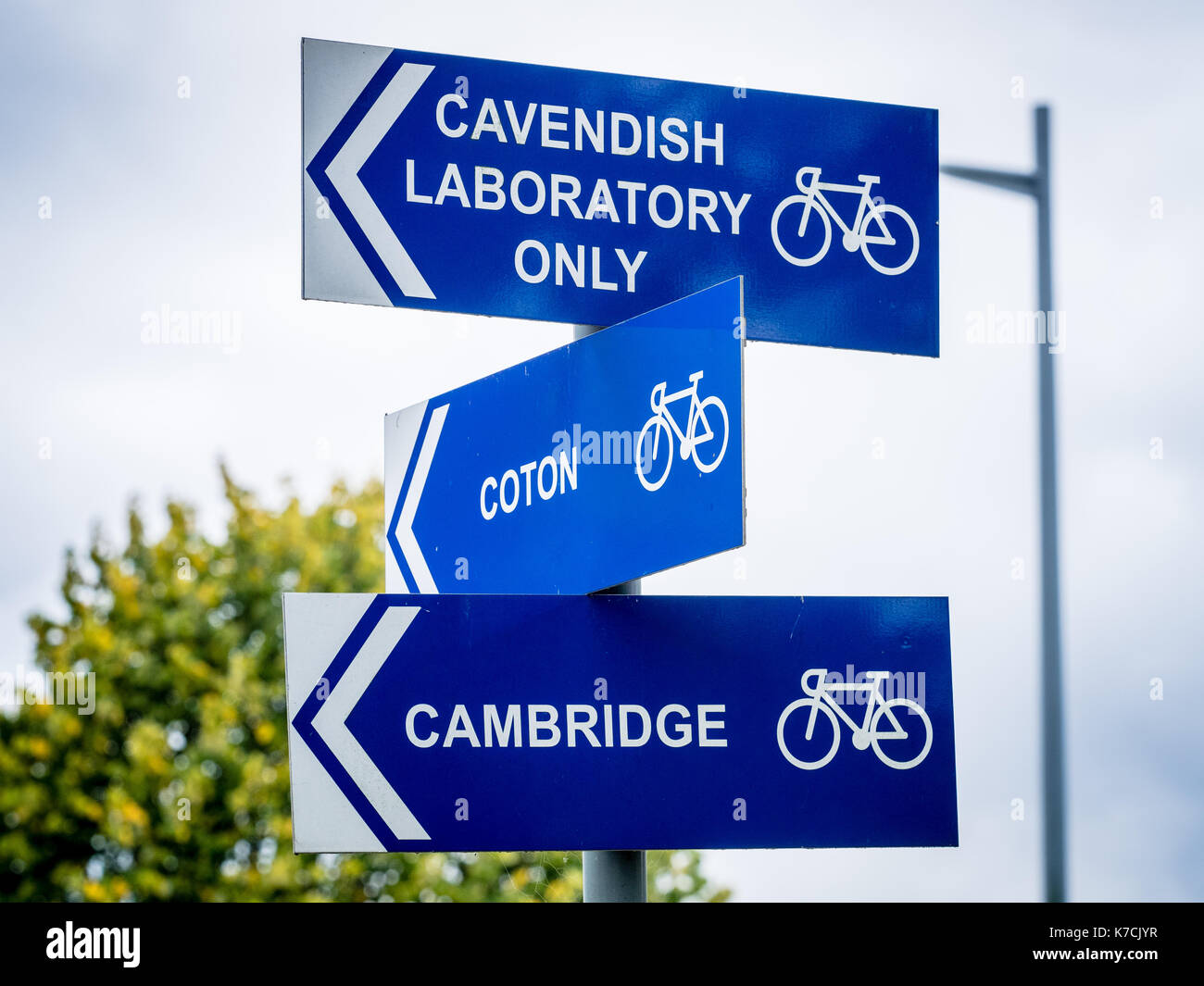 University of Cambridge West Cambridge Research and Development Park - direction signpost Stock Photo